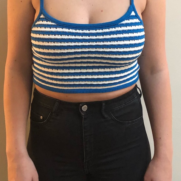 Blue and white Laceup crop top - Picture 5 of 6